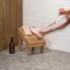 JONATHAN Y STL1004T Saru 11.8″ Traditional Classic Solid Acacia Wood Shower Shaving Foot Stool, Light Teak(Light Teak)