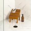 JONATHAN Y STL1004T Saru 11.8″ Traditional Classic Solid Acacia Wood Shower Shaving Foot Stool, Light Teak(Natural)