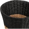 happimess HPM1403C-SET2 Toby Contemporary Bohemian Two-Tone Handwoven Water Hyacinth 3.1-Gallon Tapered Round Wicker Watebasket, Black/Natural (Set of 2)(Black/Natural)