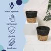 happimess HPM1403C-SET2 Toby Contemporary Bohemian Two-Tone Handwoven Water Hyacinth 3.1-Gallon Tapered Round Wicker Watebasket, Black/Natural (Set of 2)(Black/Natural)