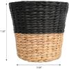happimess HPM1403C-SET2 Toby Contemporary Bohemian Two-Tone Handwoven Water Hyacinth 3.1-Gallon Tapered Round Wicker Watebasket, Black/Natural (Set of 2)(Black/Natural)