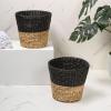 happimess HPM1403C-SET2 Toby Contemporary Bohemian Two-Tone Handwoven Water Hyacinth 3.1-Gallon Tapered Round Wicker Watebasket, Black/Natural (Set of 2)(Black/Natural)