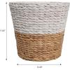 happimess HPM1403C-SET2 Toby Contemporary Bohemian Two-Tone Handwoven Water Hyacinth 3.1-Gallon Tapered Round Wicker Watebasket, Black/Natural (Set of 2)(White/Natural)