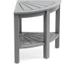 JONATHAN Y END6002B Maris 18″ Classic Coastal Solid Acacia Wood Indoor/Outdoor Corner Shower Bench with Shelf, Black(Grey)
