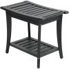 JONATHAN Y STL1001G Tucker 22.1″ Traditional Classic Slatted Solid Acacia Wood Indoor/Outdoor Shower Bench with Shelf and Handle, Gray(Black)