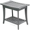 JONATHAN Y STL1001G Tucker 22.1″ Traditional Classic Slatted Solid Acacia Wood Indoor/Outdoor Shower Bench with Shelf and Handle, Gray(Grey)