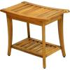 JONATHAN Y STL1001G Tucker 22.1″ Traditional Classic Slatted Solid Acacia Wood Indoor/Outdoor Shower Bench with Shelf and Handle, Gray(Natural)