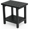 JONATHAN Y STL1003G Armin 18.1″ Modern Classic Grid Slat Solid Acacia Wood Indoor/Outdoor Shower Stool, Gray(Black)