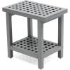 JONATHAN Y STL1003G Armin 18.1″ Modern Classic Grid Slat Solid Acacia Wood Indoor/Outdoor Shower Stool, Gray(Grey)
