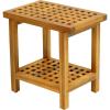 JONATHAN Y STL1003G Armin 18.1″ Modern Classic Grid Slat Solid Acacia Wood Indoor/Outdoor Shower Stool, Gray(Natural)
