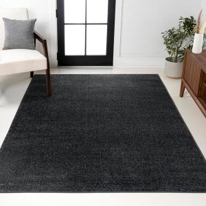 JONATHAN Y Haze Solid Low-Pile Black Indoor Area Rug 4×6, Coastal,Bohemian,Minimalist,Classic, Easy-Cleaning for Living Room,Bedroom,Kitchen,Pet Friendly,Non-Shedding (SEU100I-4)