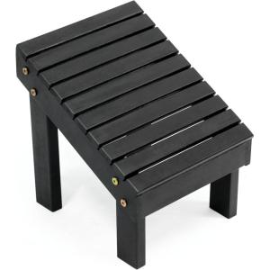 JONATHAN Y STL1004T Saru 11.8″ Traditional Classic Solid Acacia Wood Shower Shaving Foot Stool, Light Teak(Black)