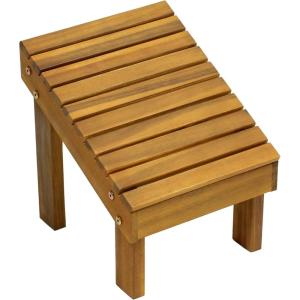 JONATHAN Y STL1004T Saru 11.8″ Traditional Classic Solid Acacia Wood Shower Shaving Foot Stool, Light Teak(Natural)