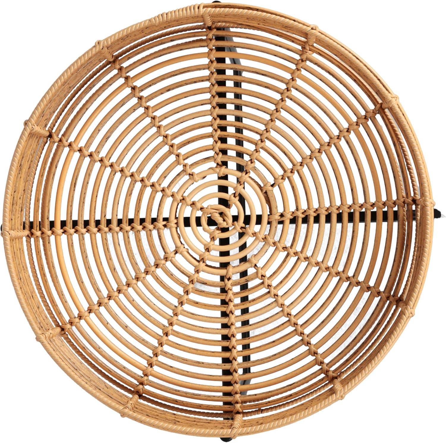 image:imageJONATHAN Y Malia 20 Coastal Bohemian Faux Rattan Round Tray End Table with Metal Base Brown TBL2509BNatural