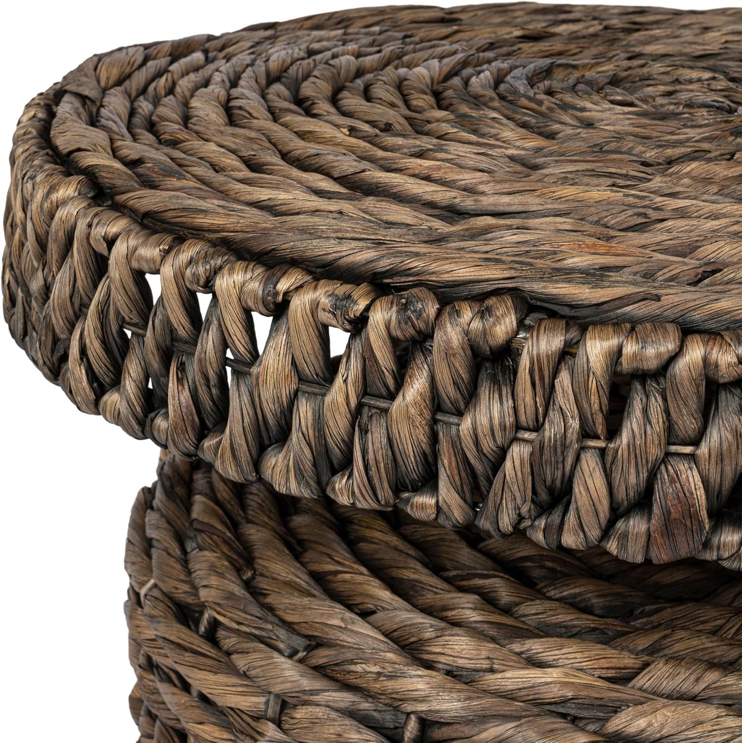 image:imageJONATHAN Y Marisol 1965 Coastal Bohemian Handwoven Water Hyacinth Round Accent Side Table Brown TBL2504BBrown