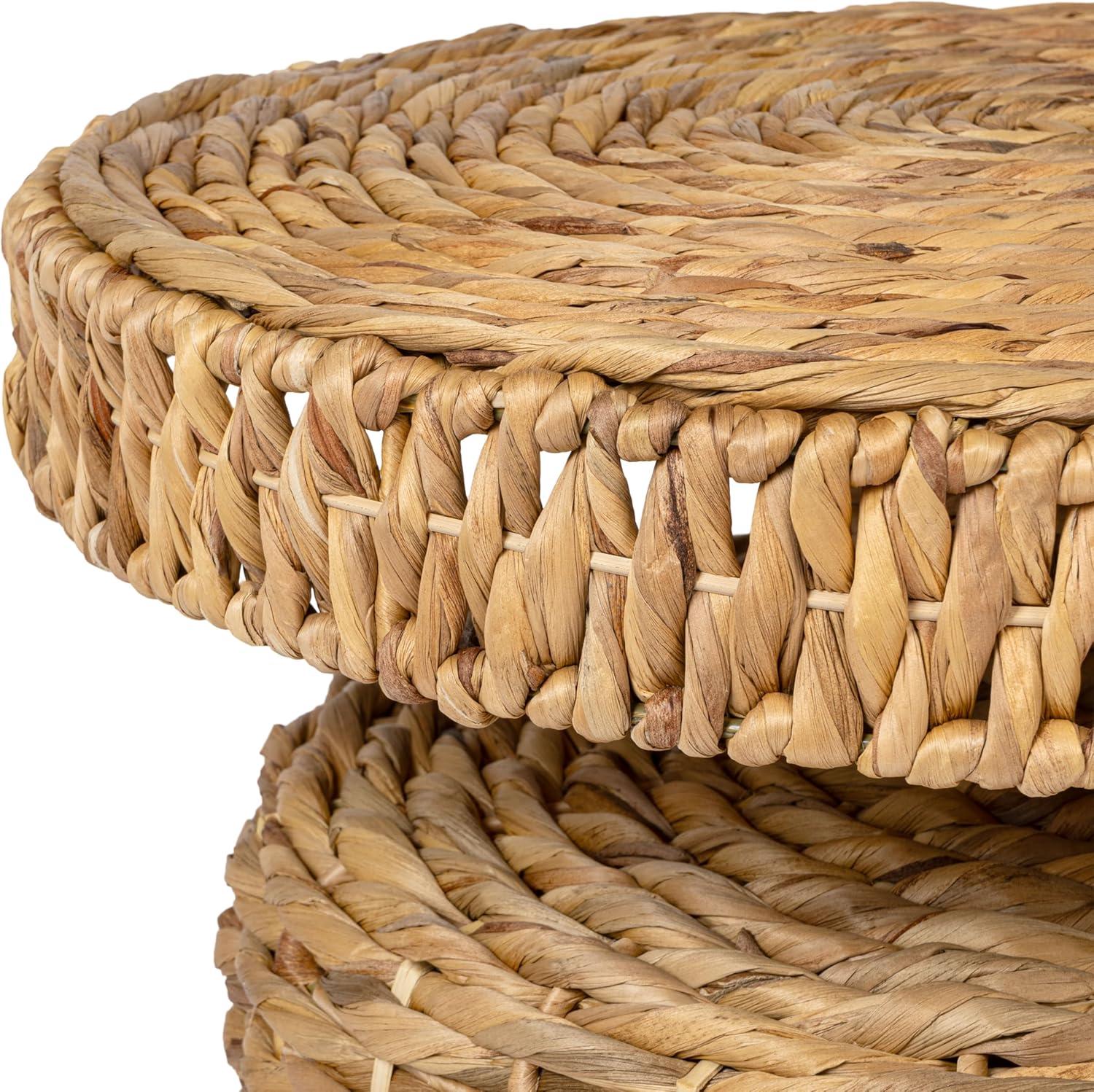 image:imageJONATHAN Y Marisol 1965 Coastal Bohemian Handwoven Water Hyacinth Round Accent Side Table Brown TBL2504BNatural