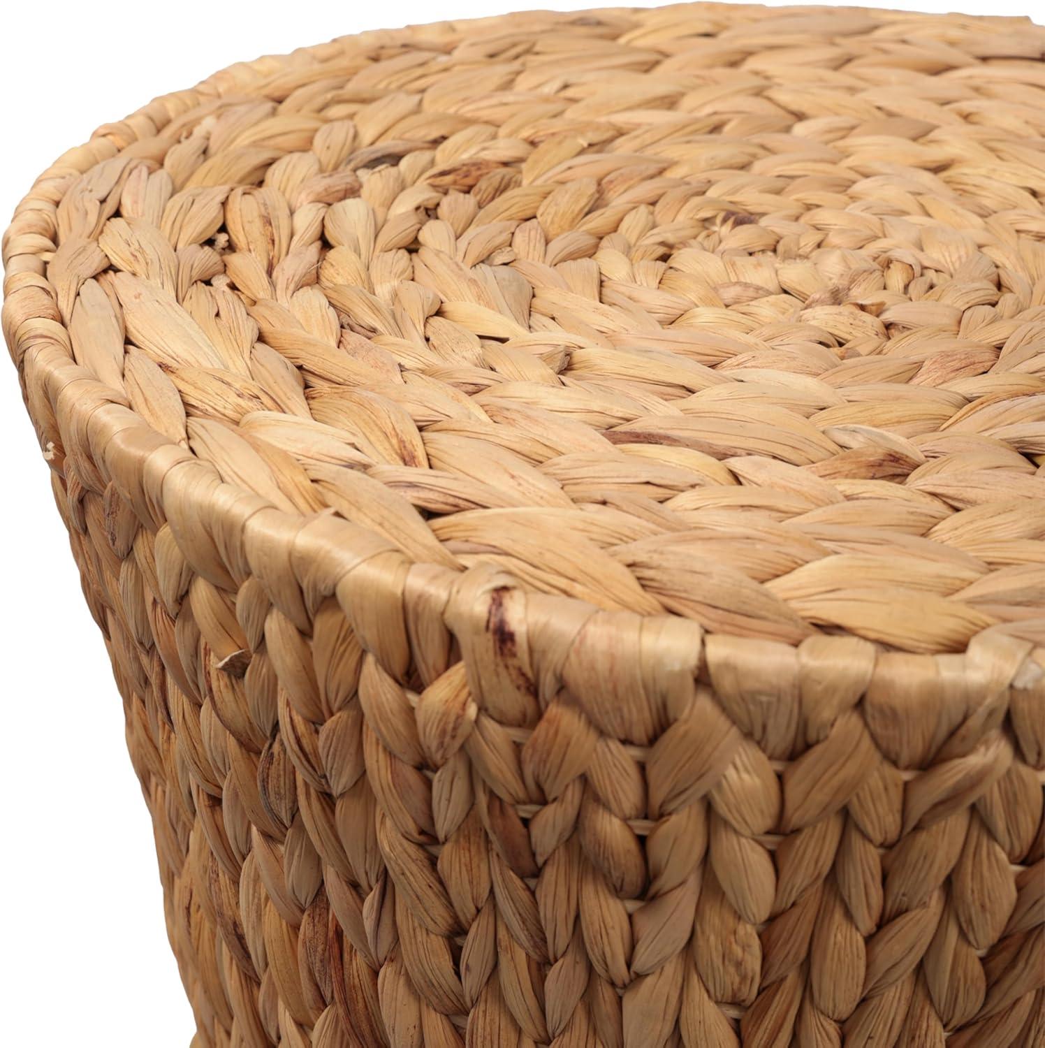 image:imageJONATHAN Y Natura 1575 Coastal Bohemian Handwoven Water Hyacinth Round Hourglass End Table Natural TBL2505ANatural