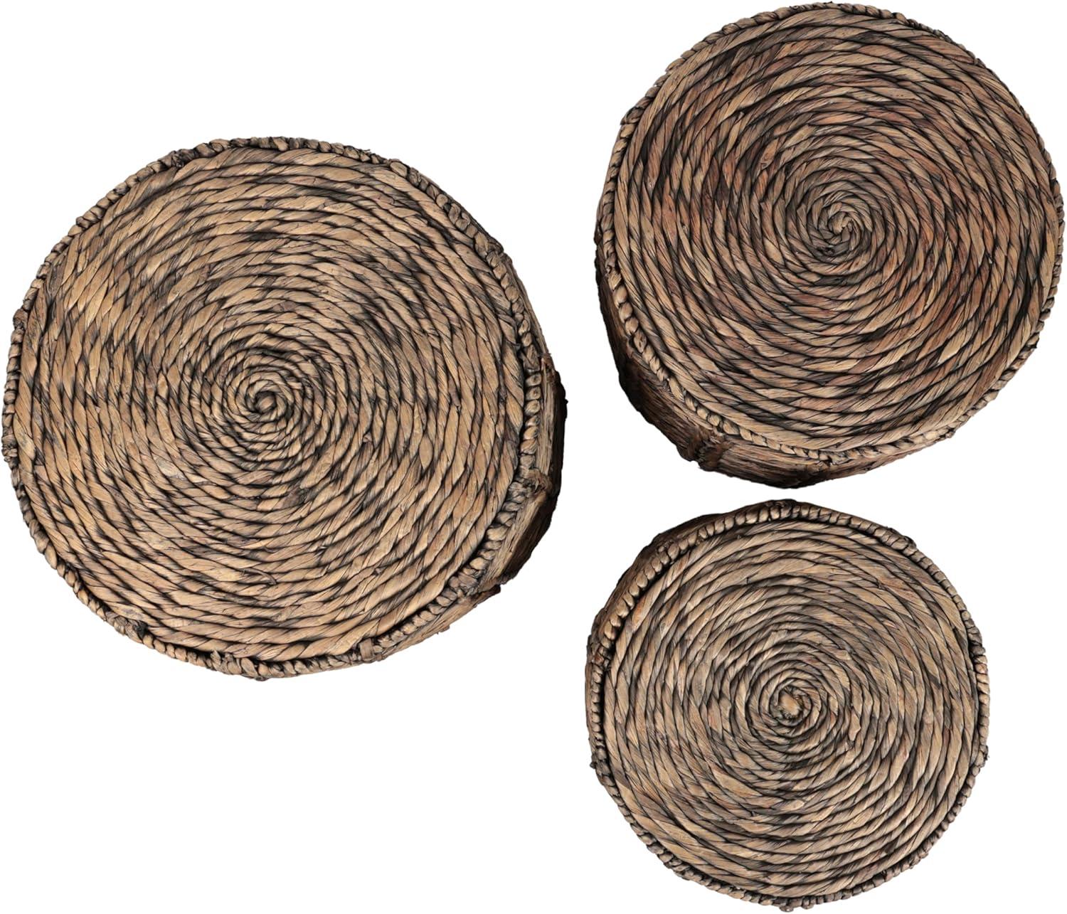 image:imageJONATHAN Y Zaria 18 Coastal Bohemian Handwoven Water Hyacinth Nesting Round Accent Table Brown Set of 3 TBL2503B3SETBrown