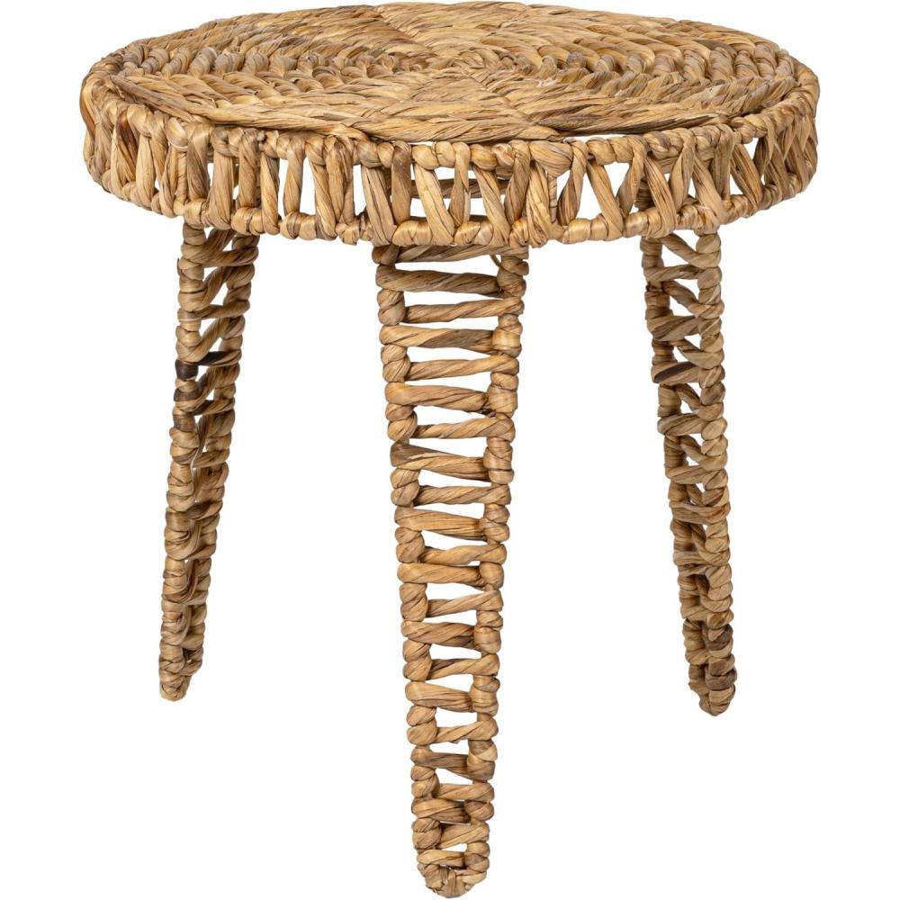 image:imageJONATHAN Y Amara 17 Coastal Bohemian Handwoven Water Hyacinth Round Tripod End Table Natural TBL2507ANatural