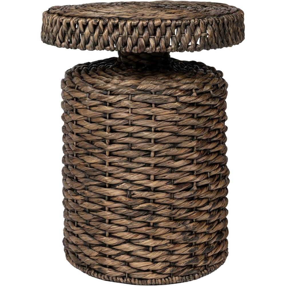 image:imageJONATHAN Y Marisol 1965 Coastal Bohemian Handwoven Water Hyacinth Round Accent Side Table Brown TBL2504BBrown
