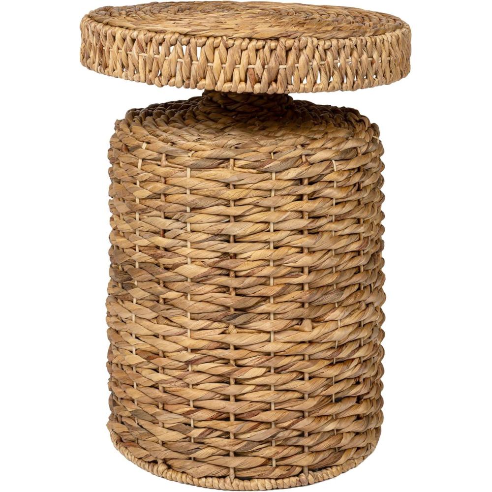 image:imageJONATHAN Y Marisol 1965 Coastal Bohemian Handwoven Water Hyacinth Round Accent Side Table Brown TBL2504BNatural