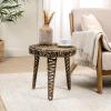 JONATHAN Y Amara 17″ Coastal Bohemian Handwoven Water Hyacinth Round Tripod End Table, Natural (TBL2507A)(Brown)