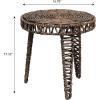 JONATHAN Y Amara 17″ Coastal Bohemian Handwoven Water Hyacinth Round Tripod End Table, Natural (TBL2507A)(Brown)