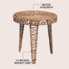 JONATHAN Y Amara 17″ Coastal Bohemian Handwoven Water Hyacinth Round Tripod End Table, Natural (TBL2507A)(Natural)