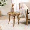 JONATHAN Y Amara 17″ Coastal Bohemian Handwoven Water Hyacinth Round Tripod End Table, Natural (TBL2507A)(Natural)