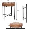 JONATHAN Y Malia 20″ Coastal Bohemian Faux Rattan Round Tray End Table with Metal Base, Brown (TBL2509B)(Brown)