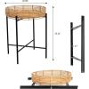 JONATHAN Y Malia 20″ Coastal Bohemian Faux Rattan Round Tray End Table with Metal Base, Brown (TBL2509B)(Natural)