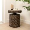JONATHAN Y Marisol 19.65″ Coastal Bohemian Handwoven Water Hyacinth Round Accent Side Table, Brown (TBL2504B)(Brown)