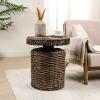 JONATHAN Y Marisol 19.65″ Coastal Bohemian Handwoven Water Hyacinth Round Accent Side Table, Brown (TBL2504B)(Brown)