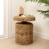 JONATHAN Y Marisol 19.65″ Coastal Bohemian Handwoven Water Hyacinth Round Accent Side Table, Brown (TBL2504B)(Natural)