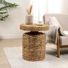 JONATHAN Y Marisol 19.65″ Coastal Bohemian Handwoven Water Hyacinth Round Accent Side Table, Brown (TBL2504B)(Natural)