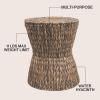 JONATHAN Y Natura 15.75″ Coastal Bohemian Handwoven Water Hyacinth Round Hourglass End Table, Natural (TBL2505A)(Brown)