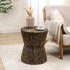 JONATHAN Y Natura 15.75″ Coastal Bohemian Handwoven Water Hyacinth Round Hourglass End Table, Natural (TBL2505A)(Brown)