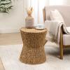 JONATHAN Y Natura 15.75″ Coastal Bohemian Handwoven Water Hyacinth Round Hourglass End Table, Natural (TBL2505A)(Natural)