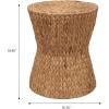 JONATHAN Y Natura 15.75″ Coastal Bohemian Handwoven Water Hyacinth Round Hourglass End Table, Natural (TBL2505A)(Natural)