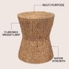 JONATHAN Y Natura 15.75″ Coastal Bohemian Handwoven Water Hyacinth Round Hourglass End Table, Natural (TBL2505A)(Natural)