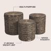 JONATHAN Y Zaria 18″ Coastal Bohemian Handwoven Water Hyacinth Nesting Round Accent Table, Brown (Set of 3) (TBL2503B-3SET)(Brown)