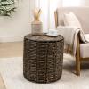 JONATHAN Y Zaria 18″ Coastal Bohemian Handwoven Water Hyacinth Nesting Round Accent Table, Brown (Set of 3) (TBL2503B-3SET)(Brown)