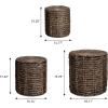 JONATHAN Y Zaria 18″ Coastal Bohemian Handwoven Water Hyacinth Nesting Round Accent Table, Brown (Set of 3) (TBL2503B-3SET)(Brown)