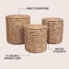 JONATHAN Y Zaria 18″ Coastal Bohemian Handwoven Water Hyacinth Nesting Round Accent Table, Brown (Set of 3) (TBL2503B-3SET)(Natural)