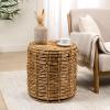 JONATHAN Y Zaria 18″ Coastal Bohemian Handwoven Water Hyacinth Nesting Round Accent Table, Brown (Set of 3) (TBL2503B-3SET)(Natural)