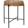 JONATHAN Y Malia 20″ Coastal Bohemian Faux Rattan Round Tray End Table with Metal Base, Brown (TBL2509B)(Brown)