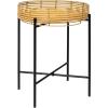 JONATHAN Y Malia 20″ Coastal Bohemian Faux Rattan Round Tray End Table with Metal Base, Brown (TBL2509B)(Natural)