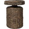 JONATHAN Y Marisol 19.65″ Coastal Bohemian Handwoven Water Hyacinth Round Accent Side Table, Brown (TBL2504B)(Brown)