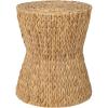JONATHAN Y Natura 15.75″ Coastal Bohemian Handwoven Water Hyacinth Round Hourglass End Table, Natural (TBL2505A)(Natural)