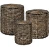 JONATHAN Y Zaria 18″ Coastal Bohemian Handwoven Water Hyacinth Nesting Round Accent Table, Brown (Set of 3) (TBL2503B-3SET)(Brown)